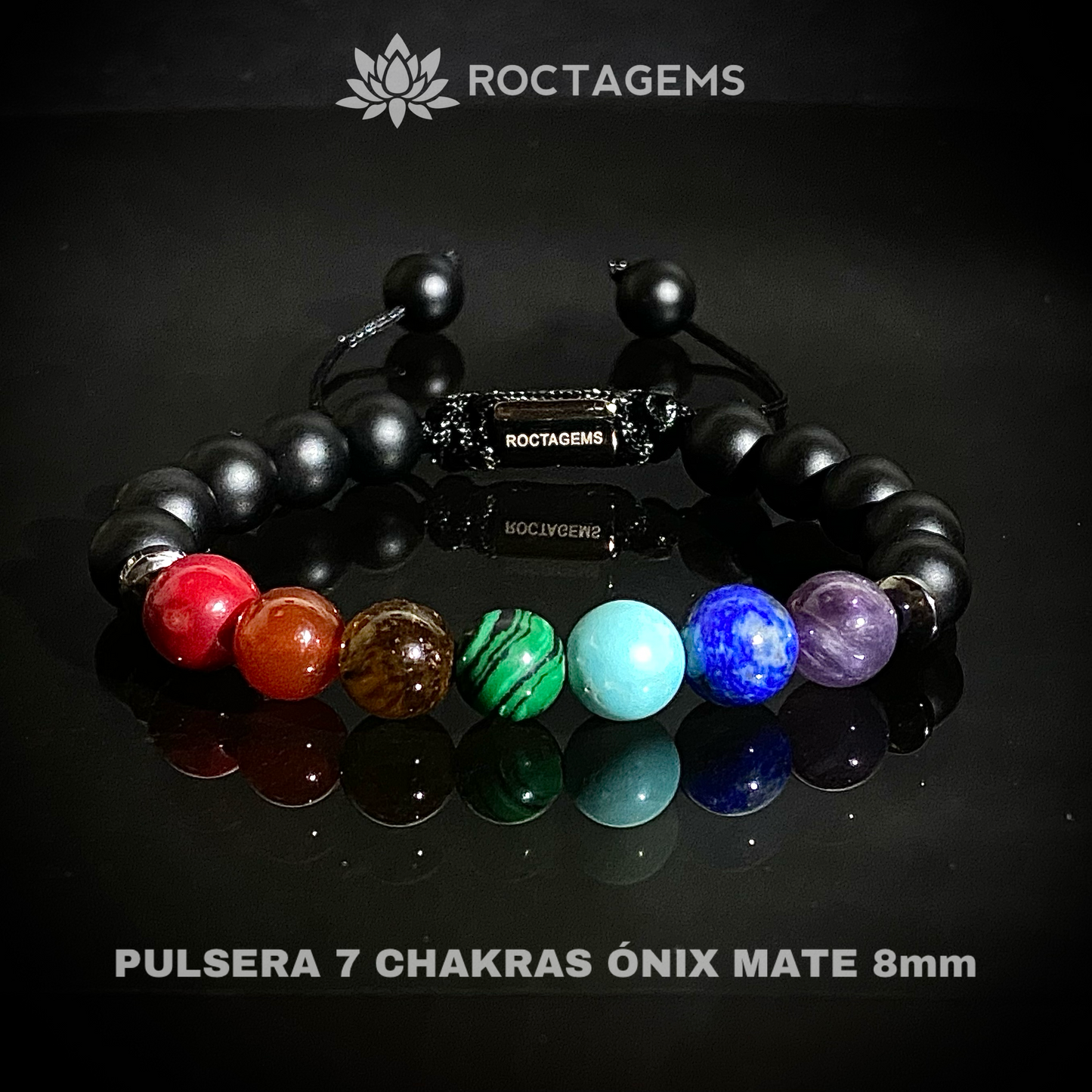 Pulsera 7 chakras ónix mate