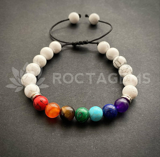 Pulsera 7 chakras Howlita blanca🍃