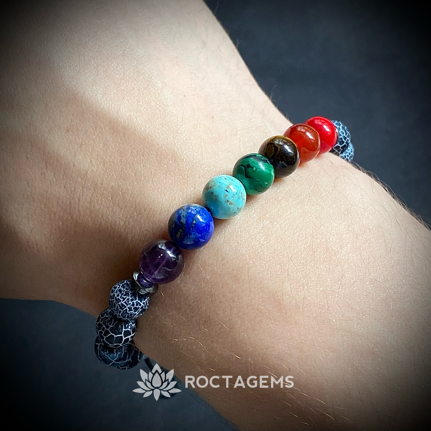Pulsera 7 chakras ágata erosionada