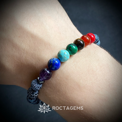 Pulsera 7 chakras ágata erosionada