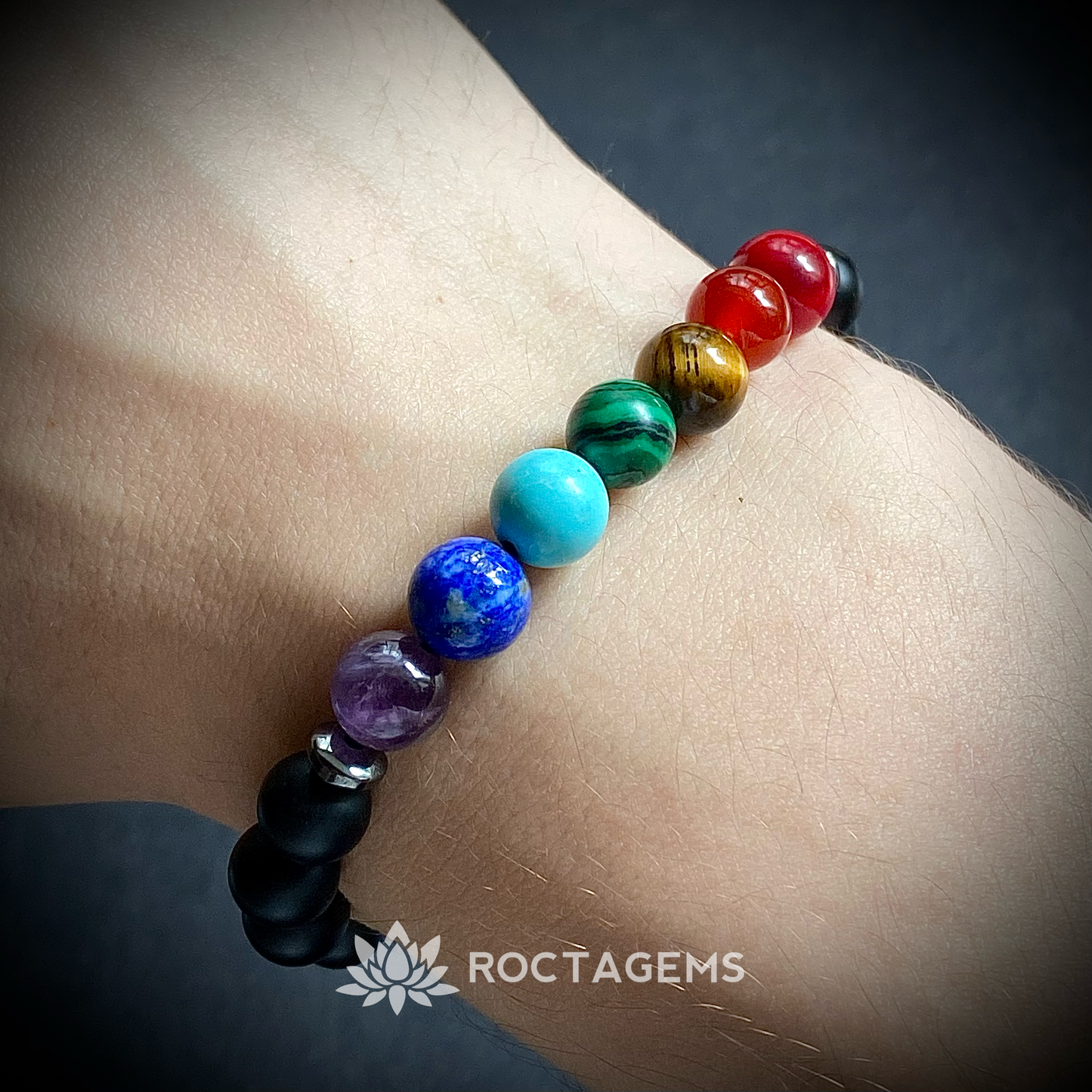 Pulsera 7 chakras ónix mate