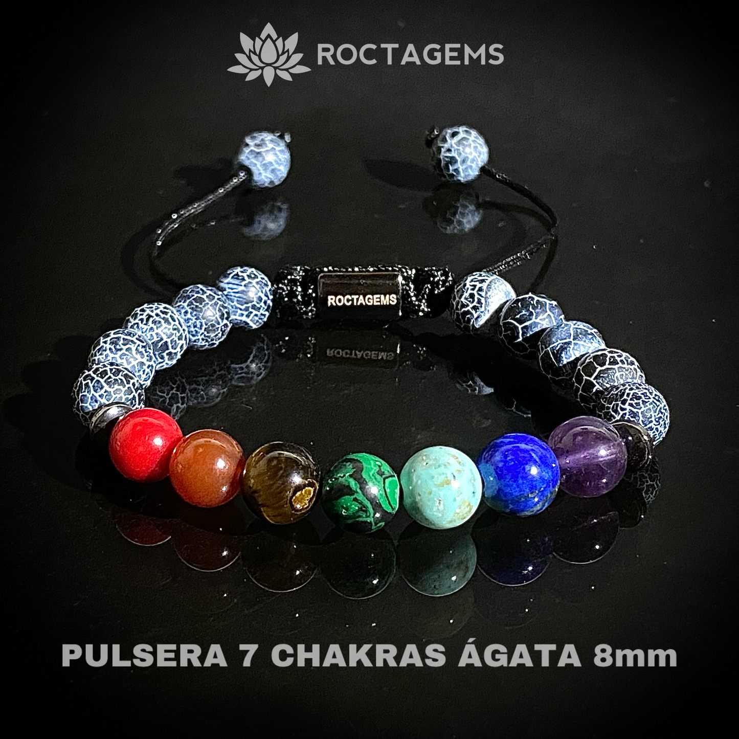Pulsera 7 chakras ágata erosionada