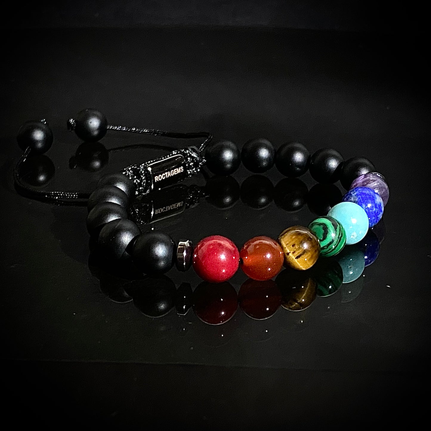 Pulsera 7 chakras ónix mate