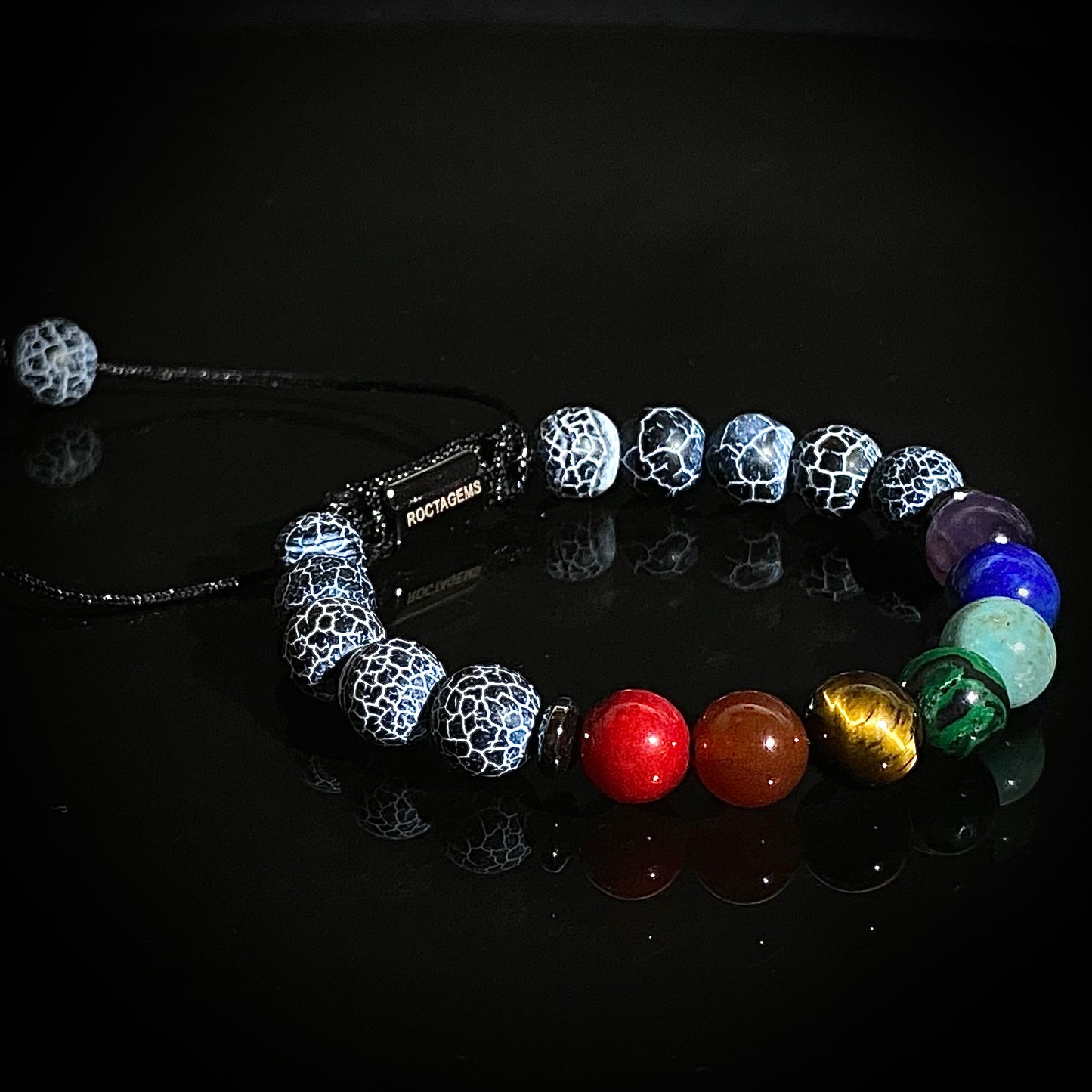 Pulsera 7 chakras ágata erosionada