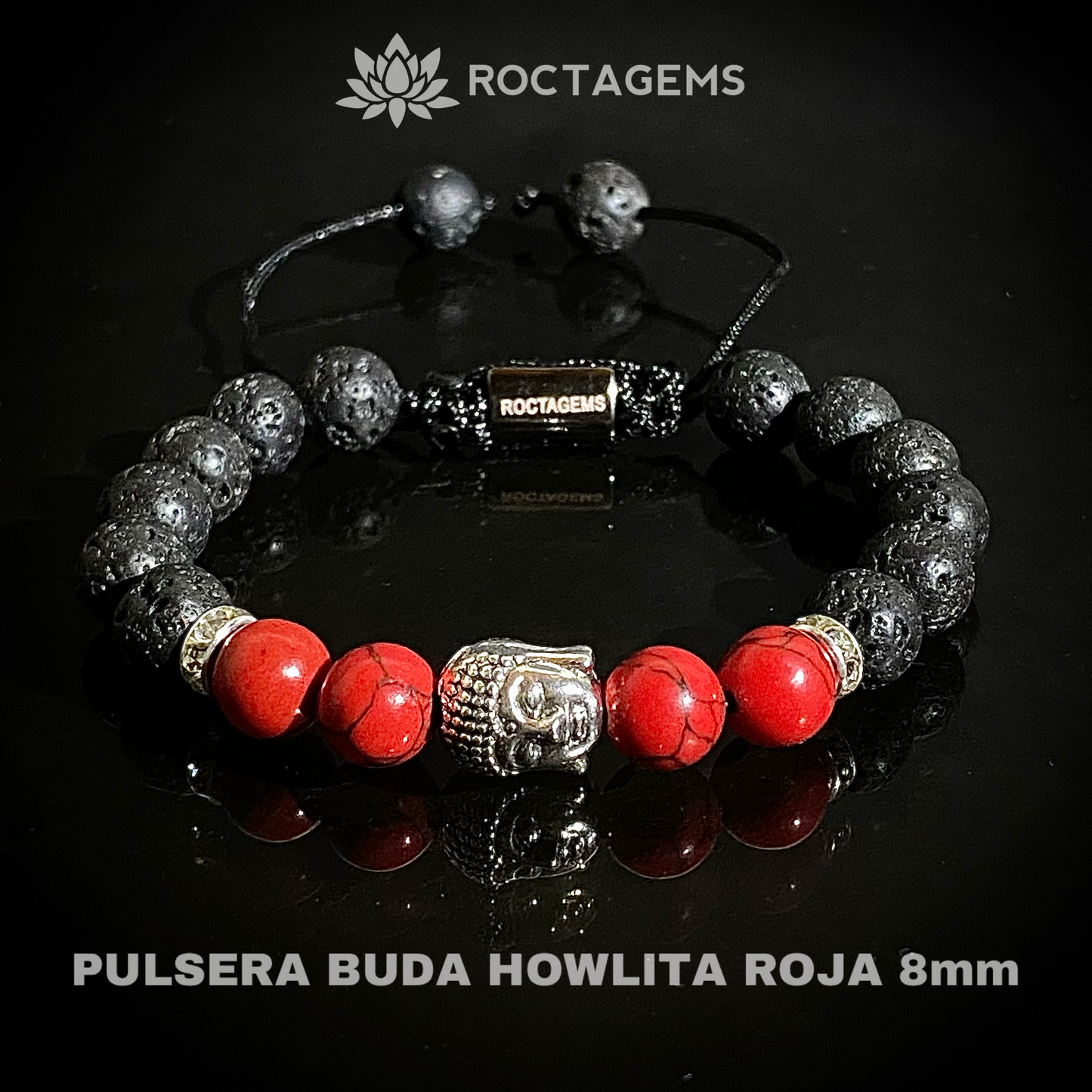 Pulsera Buda Howlita Roja