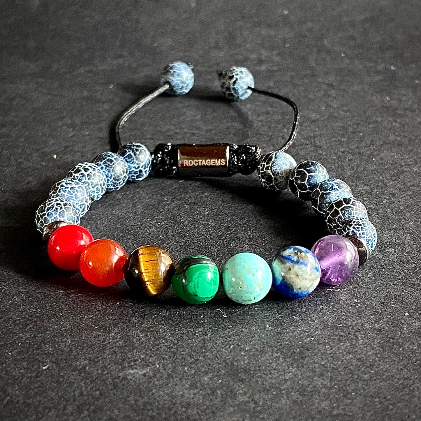 Pulsera 7 chakras ágata erosionada