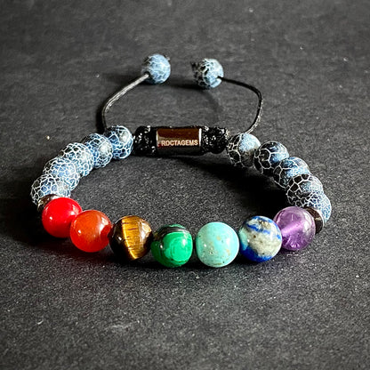 Pulsera 7 chakras ágata erosionada