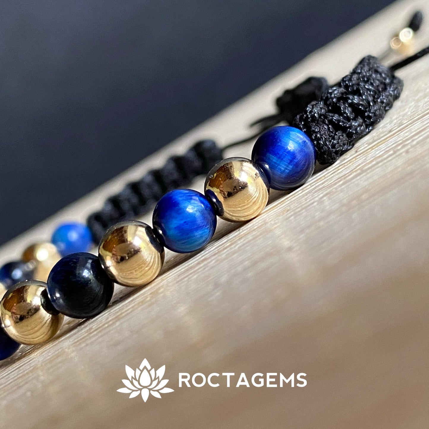 Pulsera balin liso y piedra 6mm