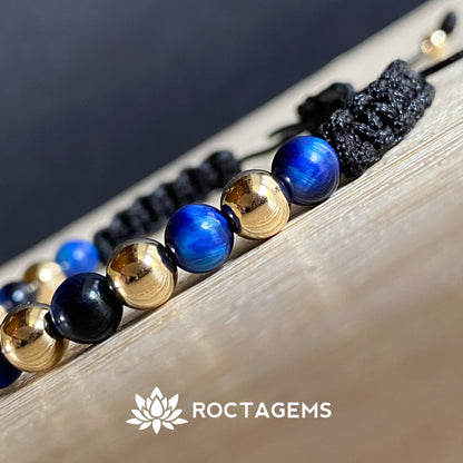 Pulsera balin liso y piedra 6mm