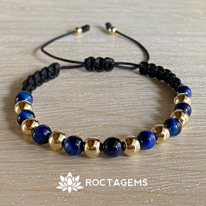 Pulsera balin liso y piedra 6mm