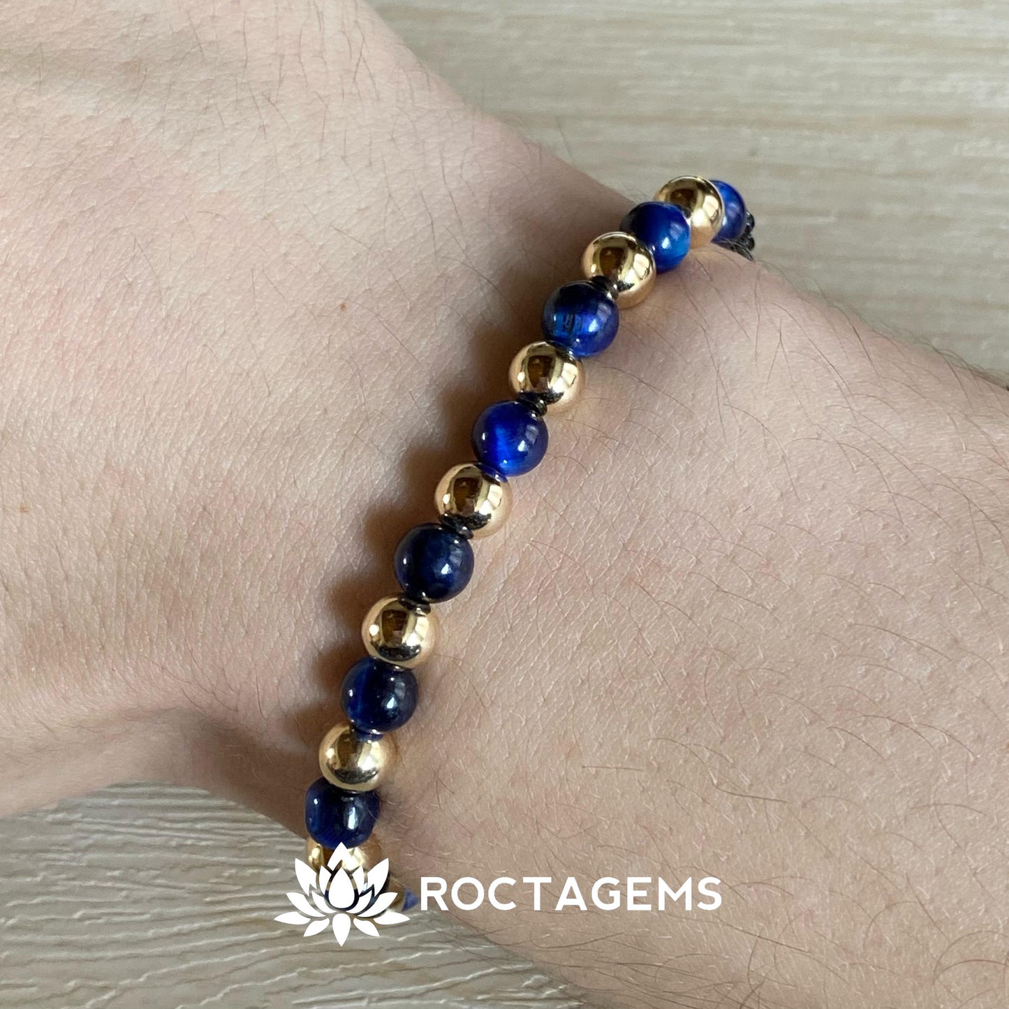 Pulsera balin liso y piedra 6mm