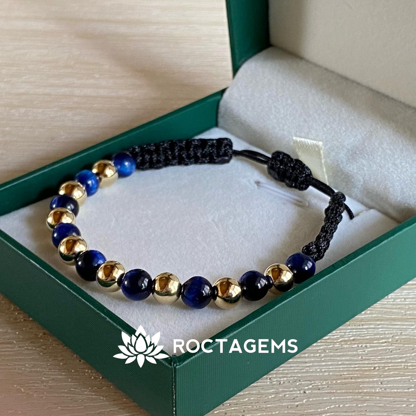 Pulsera balin liso y piedra 6mm