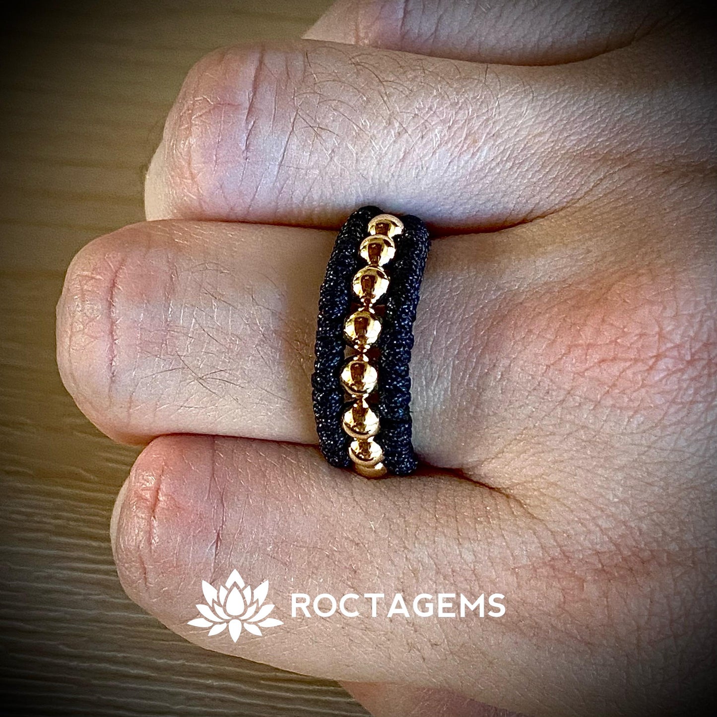 Anillo tejido balin liso 4mm